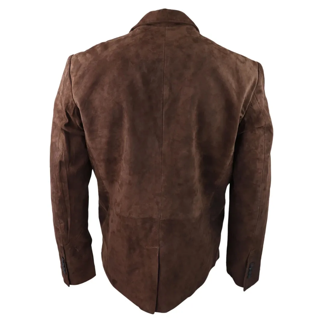 Mens Genuine Suede Blazer Style Jacket Leather Mens Classic VIntage Smart Casual