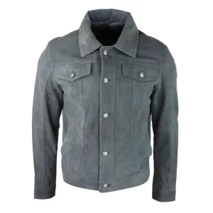 Mens Genuine Suede Jacket Leather Jeans Denim Short Mens Biker Classic VIntage