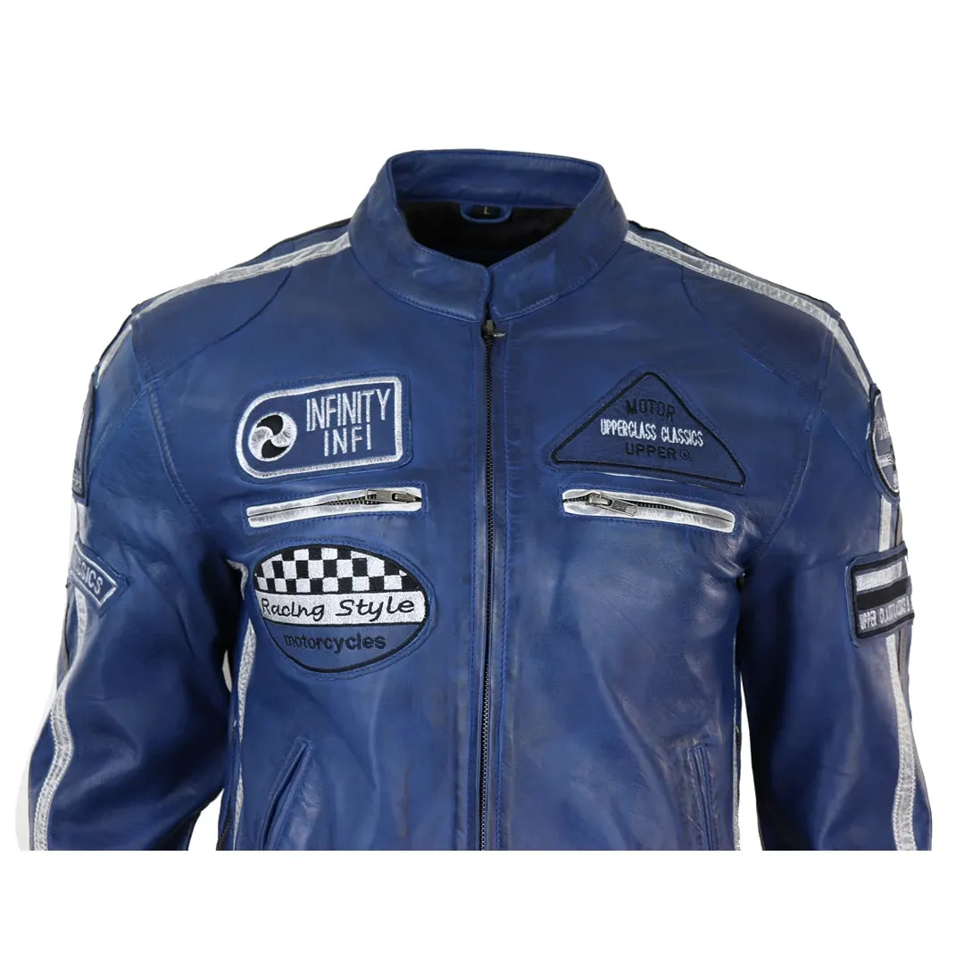 Men's Zipped Biker Leather Jacket