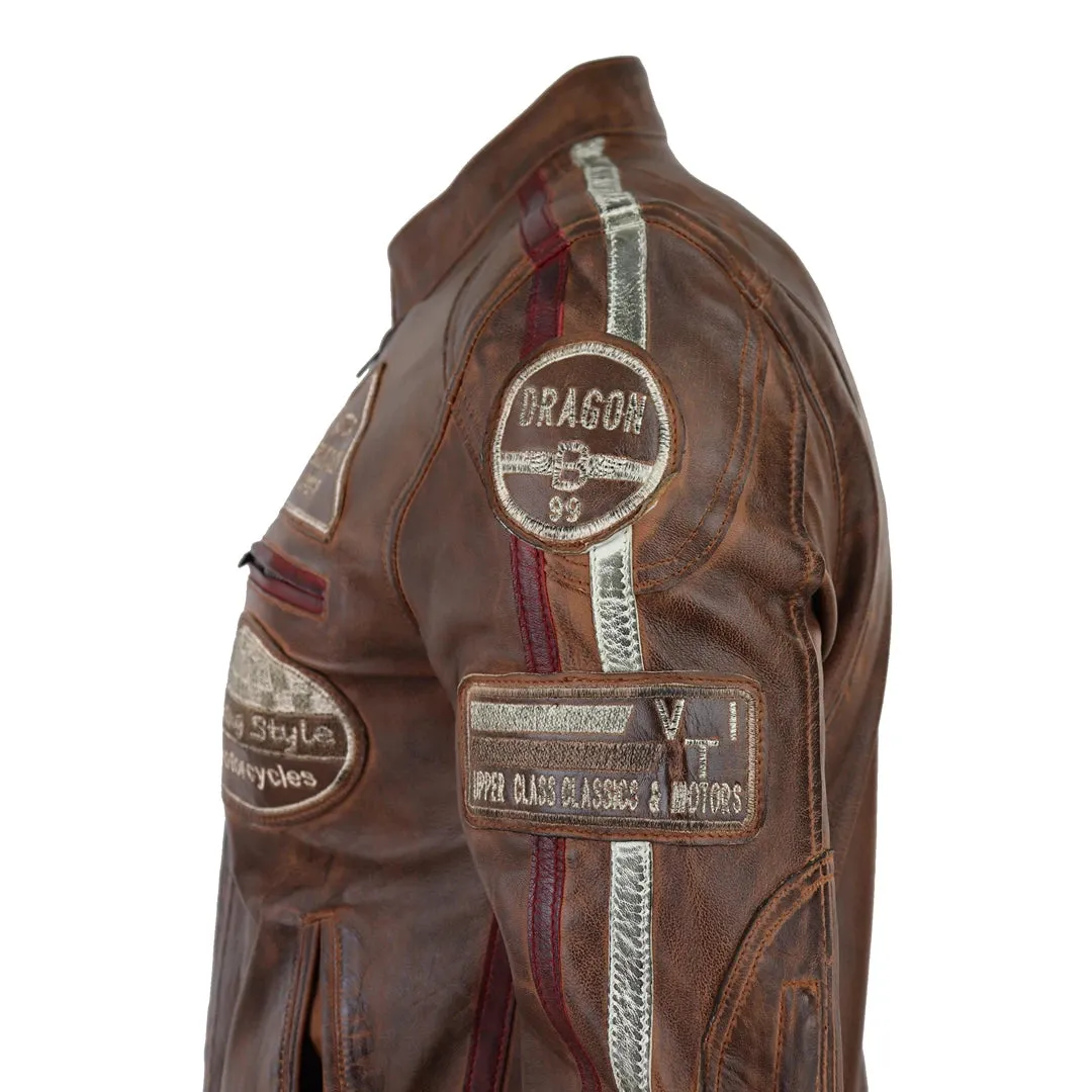 Men's Zipped Biker Leather Jacket