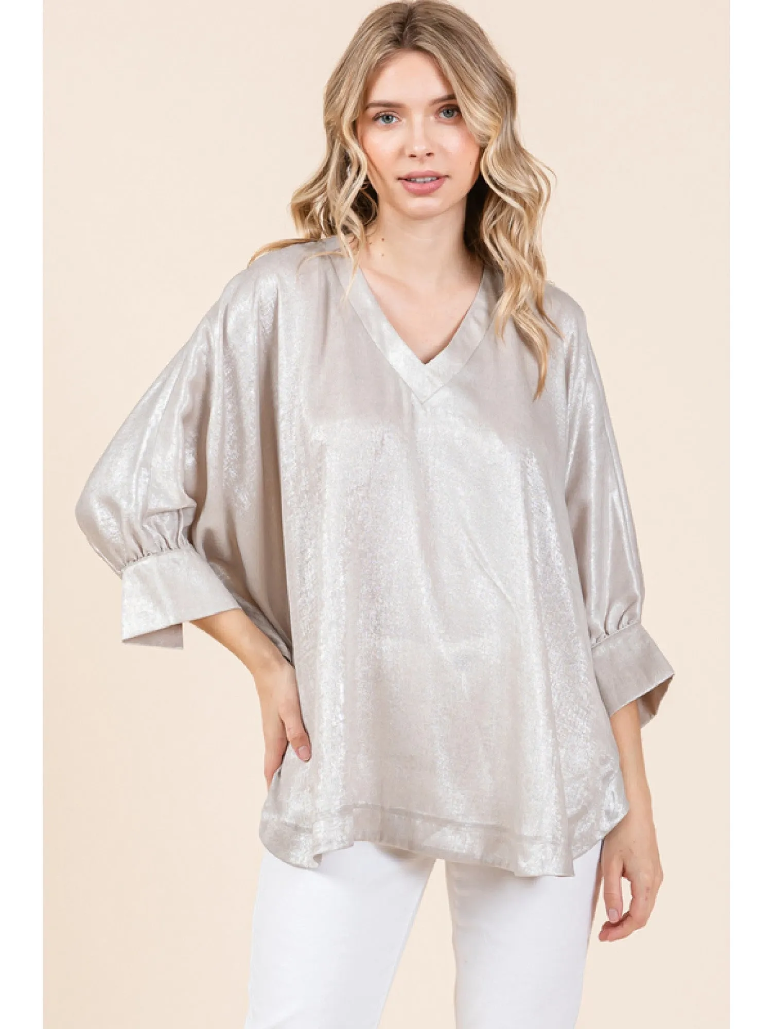 Pearl Metallic Dolman Sleeve Top