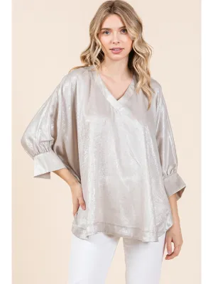 Pearl Metallic Dolman Sleeve Top