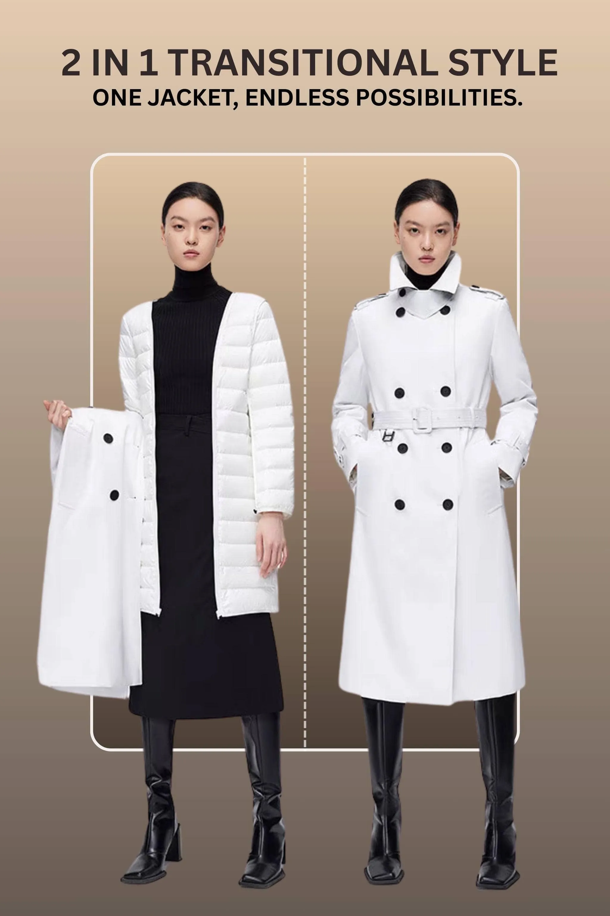 Premium Women's Goose Down Full Length Trench