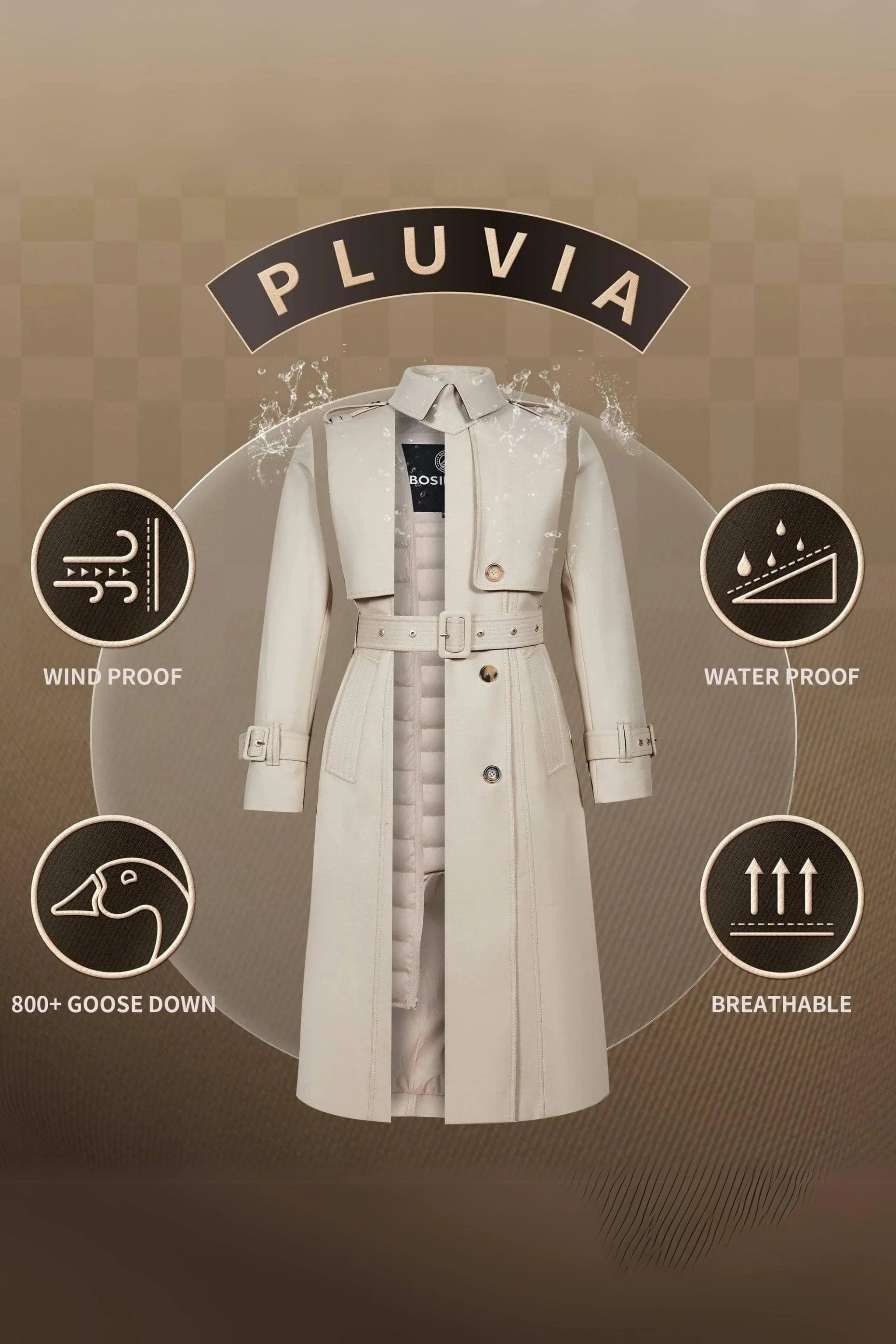 Premium Women's Goose Down Full Length Trench