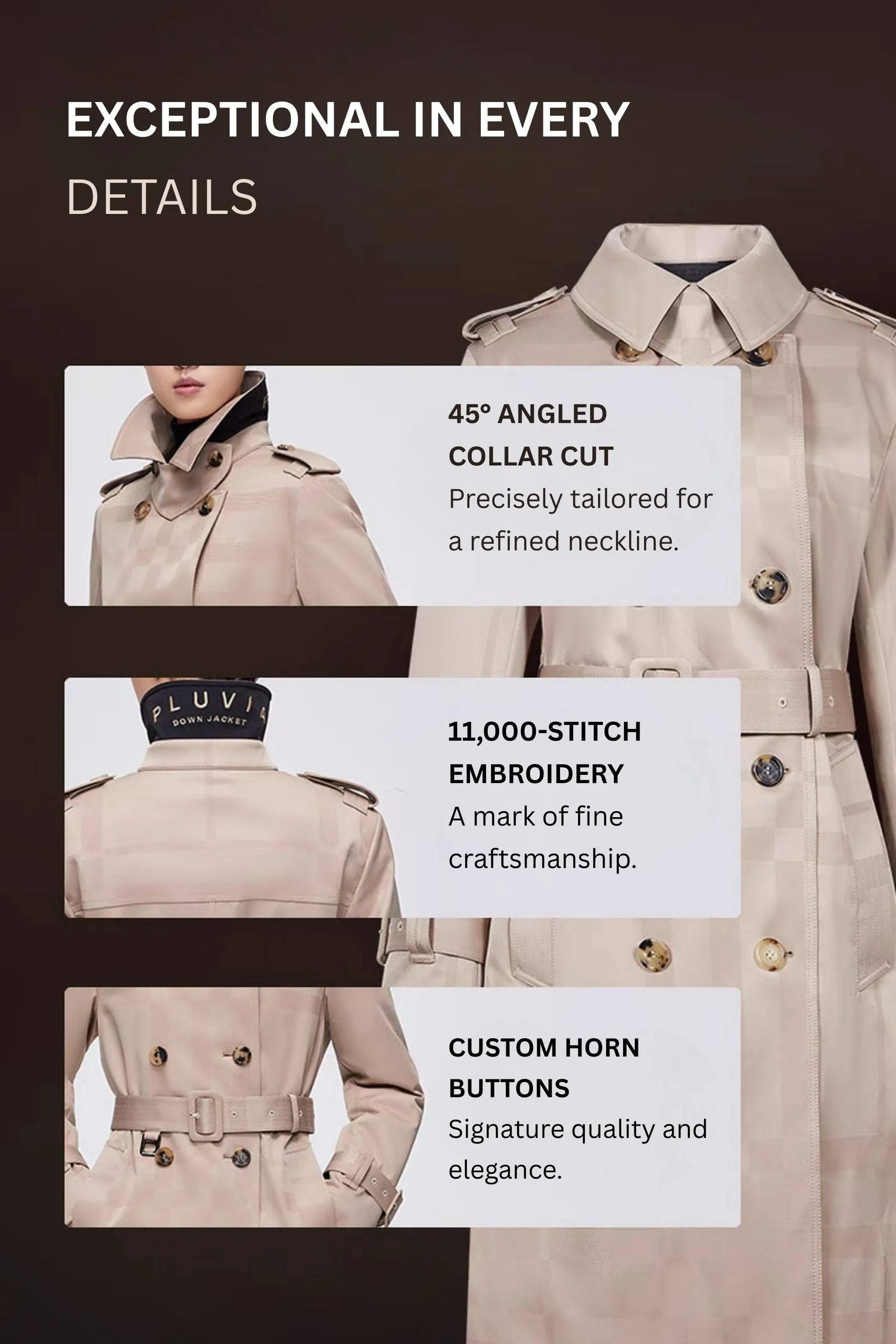 Premium Women's Goose Down Full Length Trench