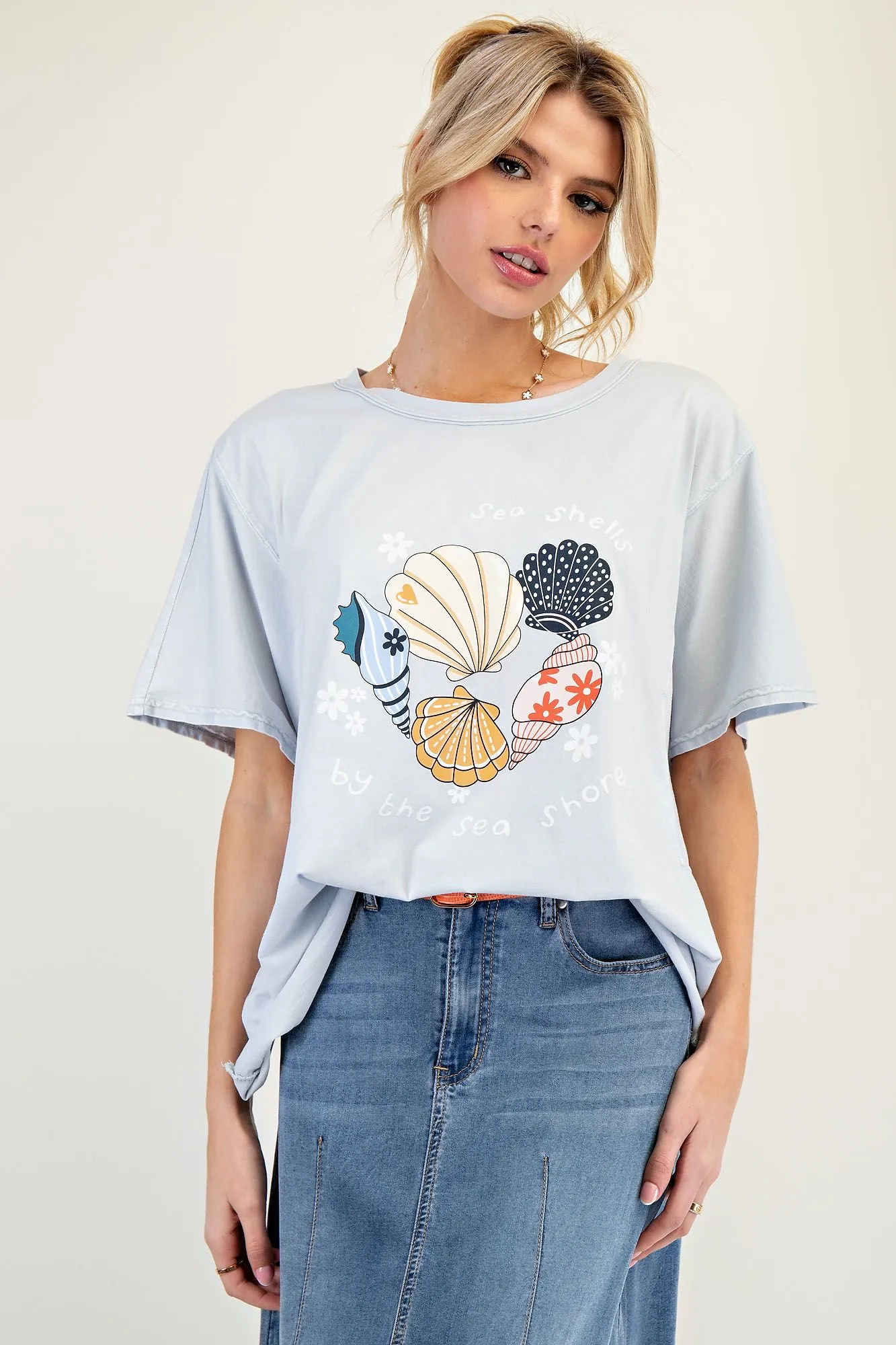 Sea Shells Mineral Washed Graphic Tee
