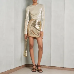 Sequined Ball-Hem Mini Skirt