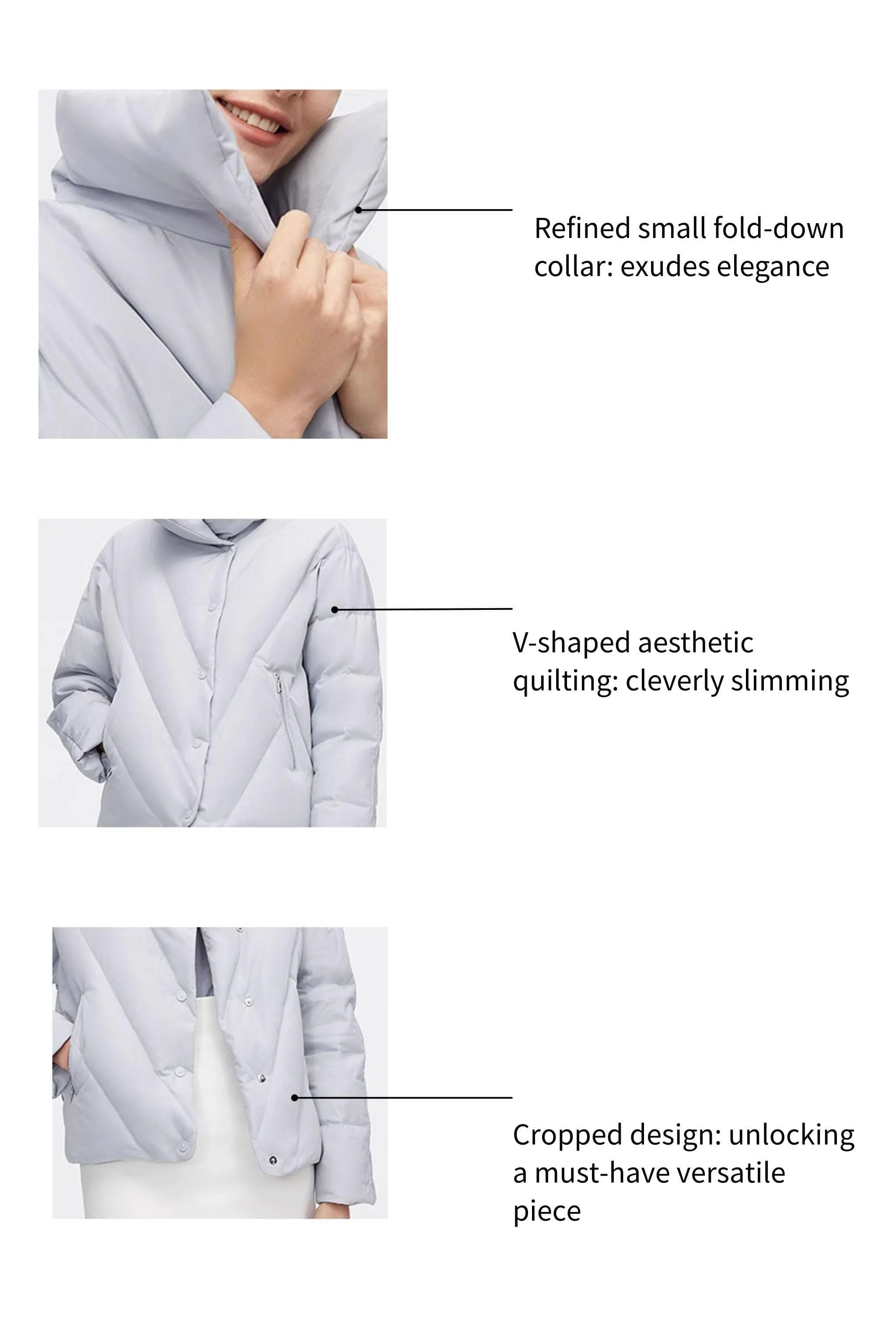 Short Goose Down Jacket With Lapel