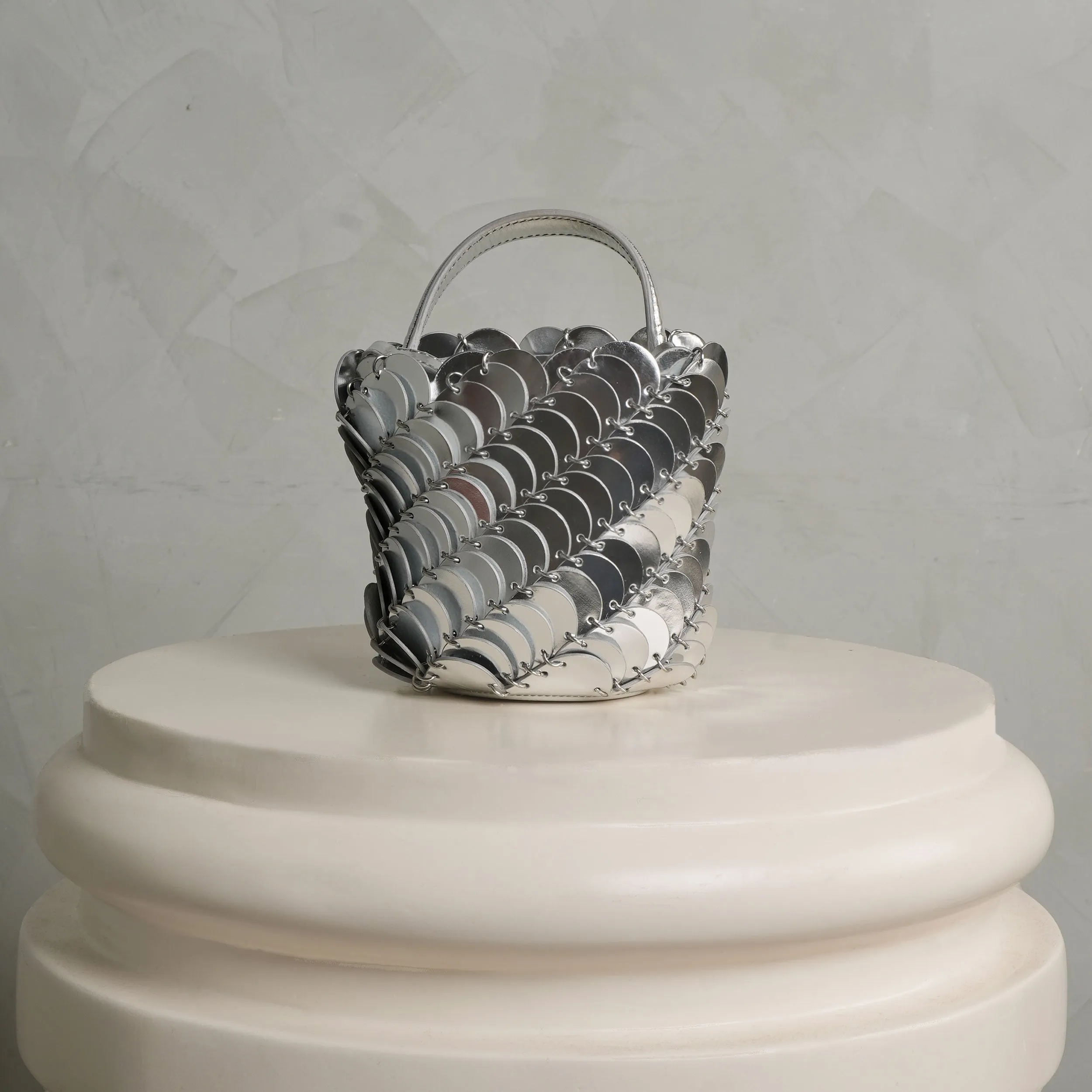 Small Silver Bucket Bag