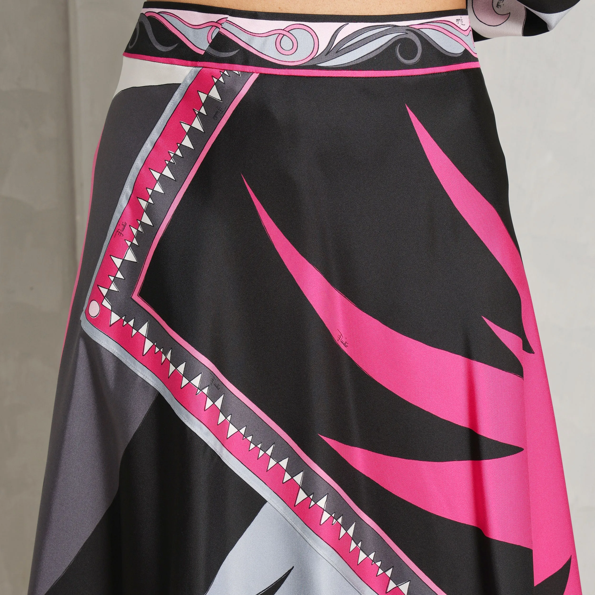 Stella Print Asymmetrical Midi Skirt