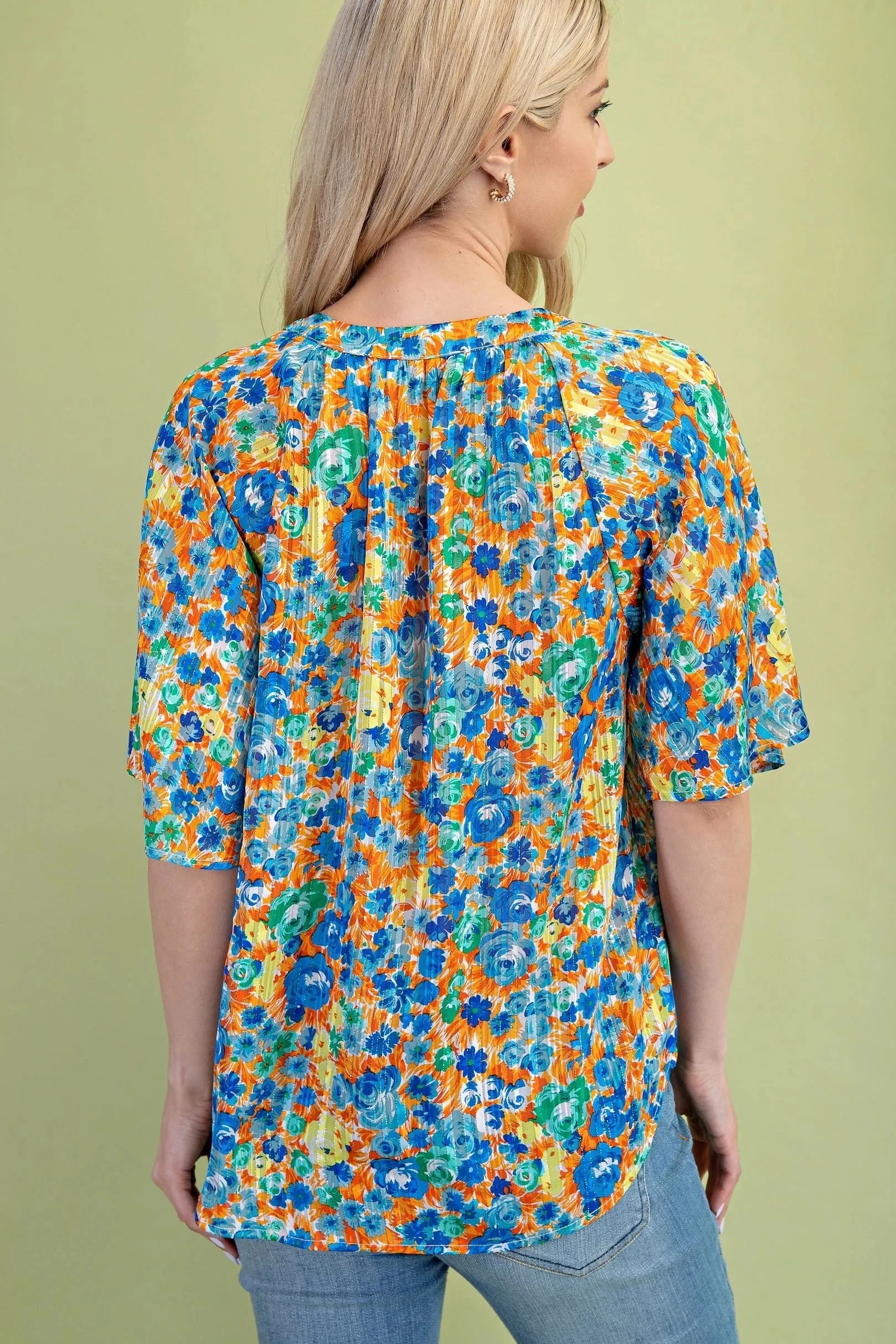 Sunset Bloom Lurex Blouse