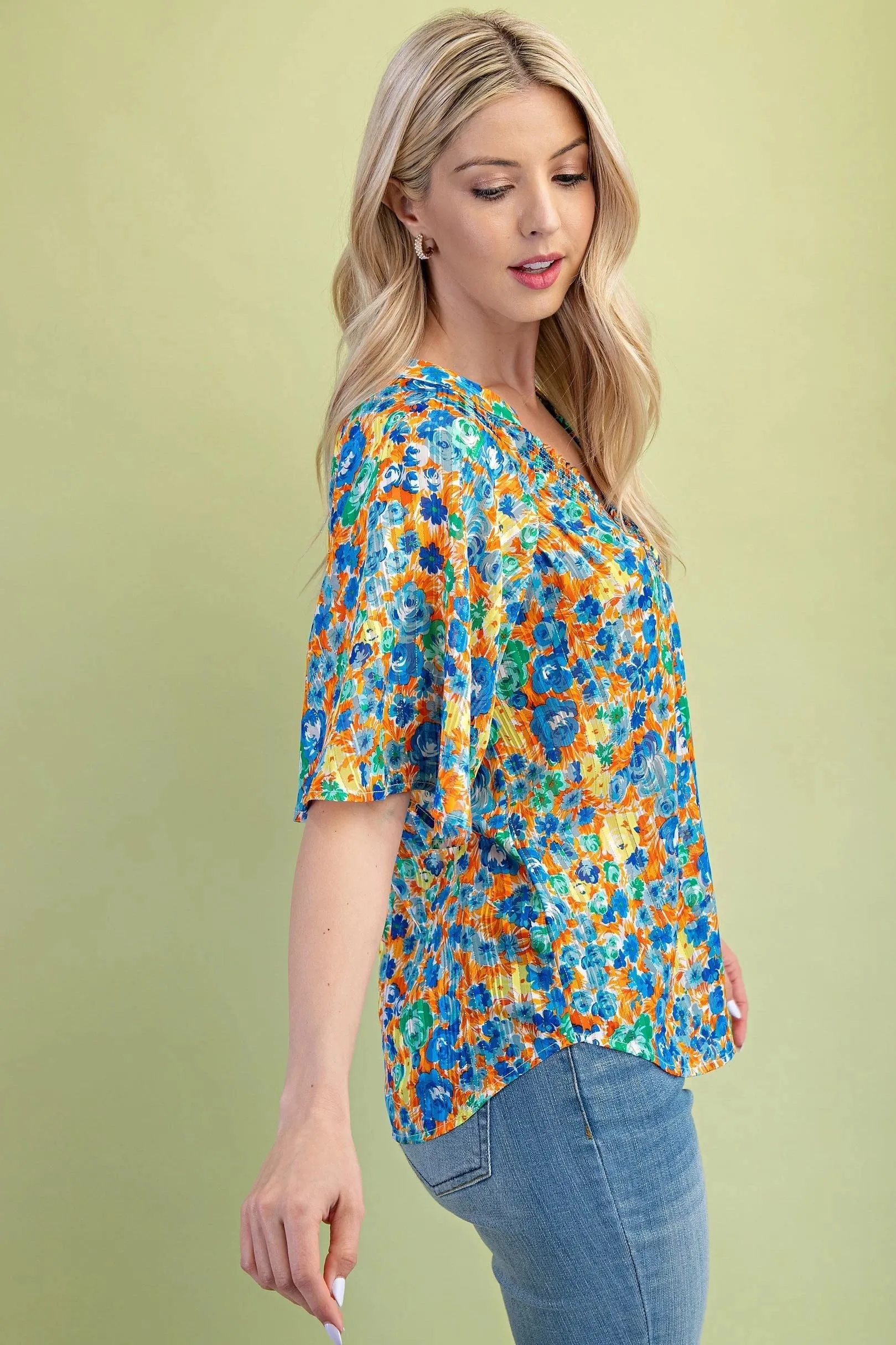 Sunset Bloom Lurex Blouse