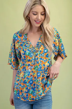 Sunset Bloom Lurex Blouse