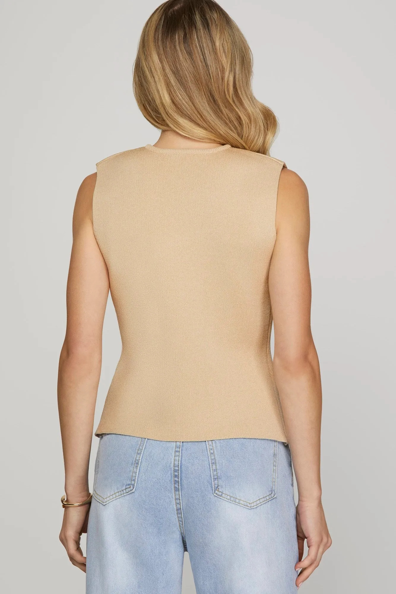 Taupe Sleeveless Sweater Vest