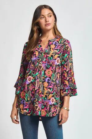 The Lizzy Bell Sleeve Top-Garden Bloom
