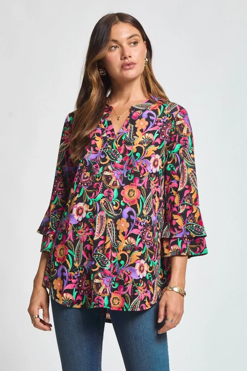 The Lizzy Bell Sleeve Top-Garden Bloom