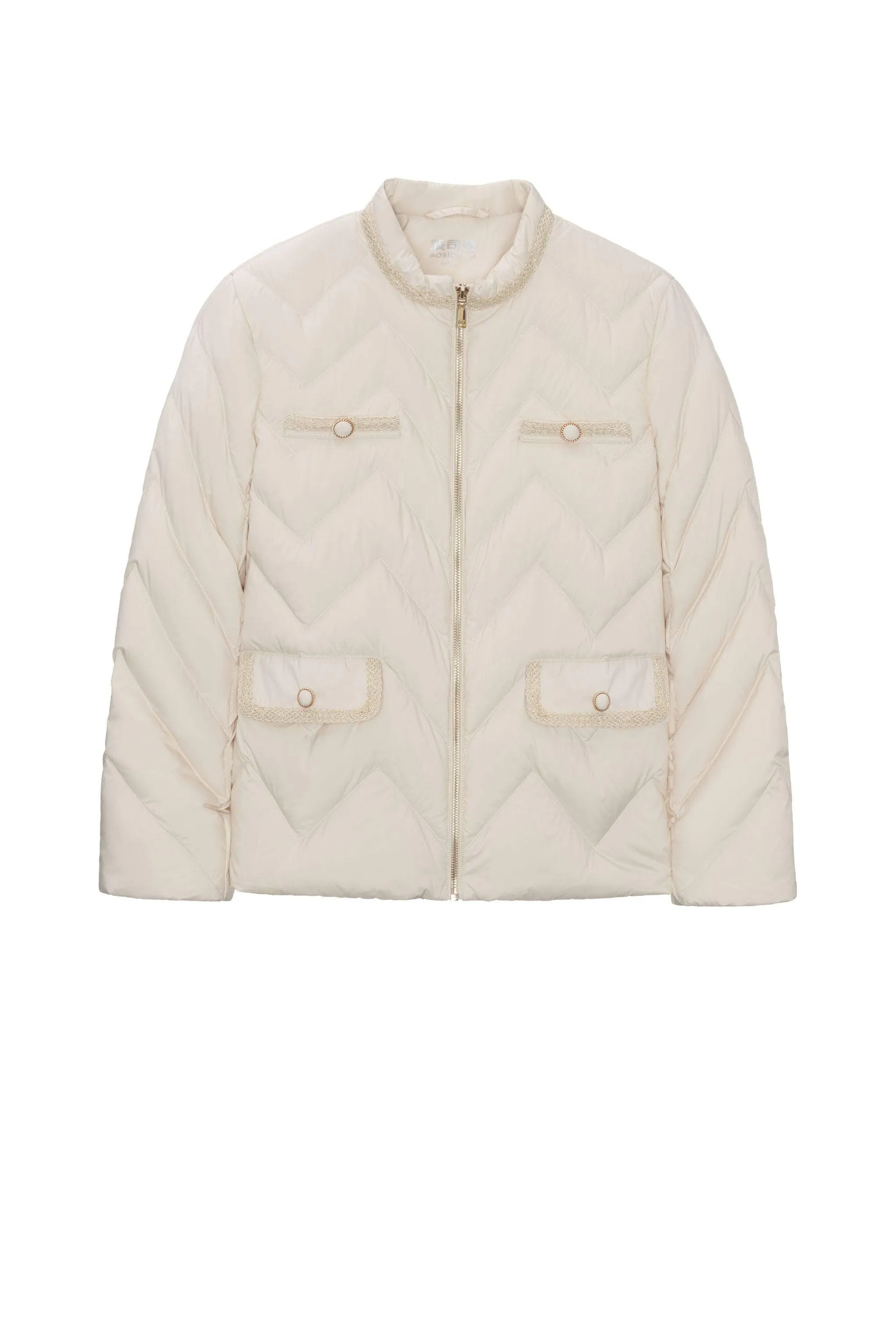 Tweed Detail Goose Down Jacket