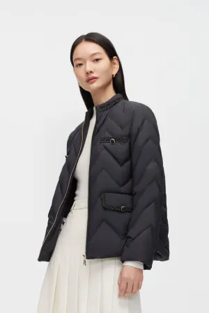 Tweed Detail Goose Down Jacket