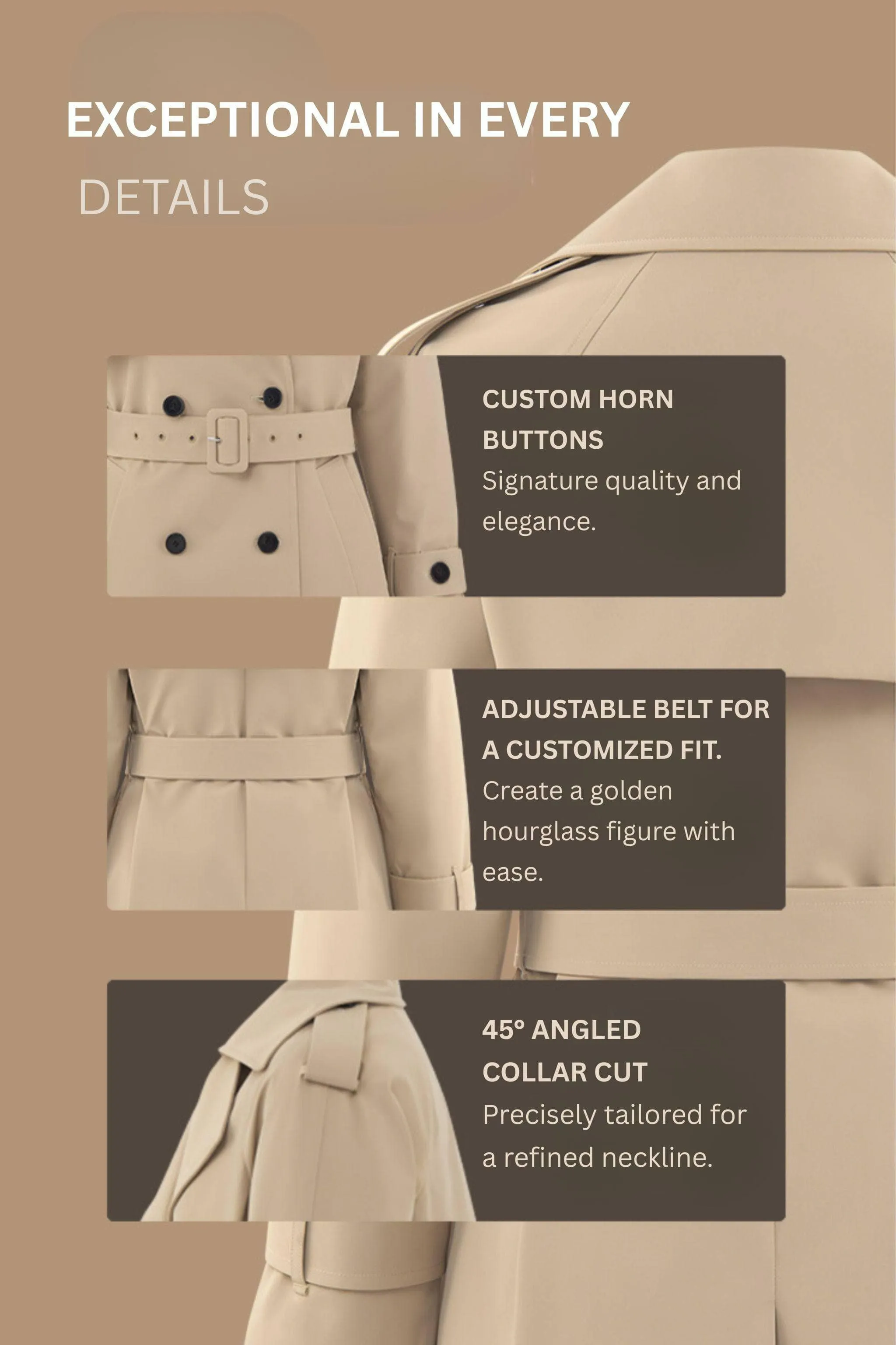 Women??s Double Breasted Short Trench