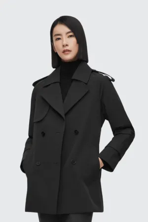 Women??s Double Breasted Short Trench