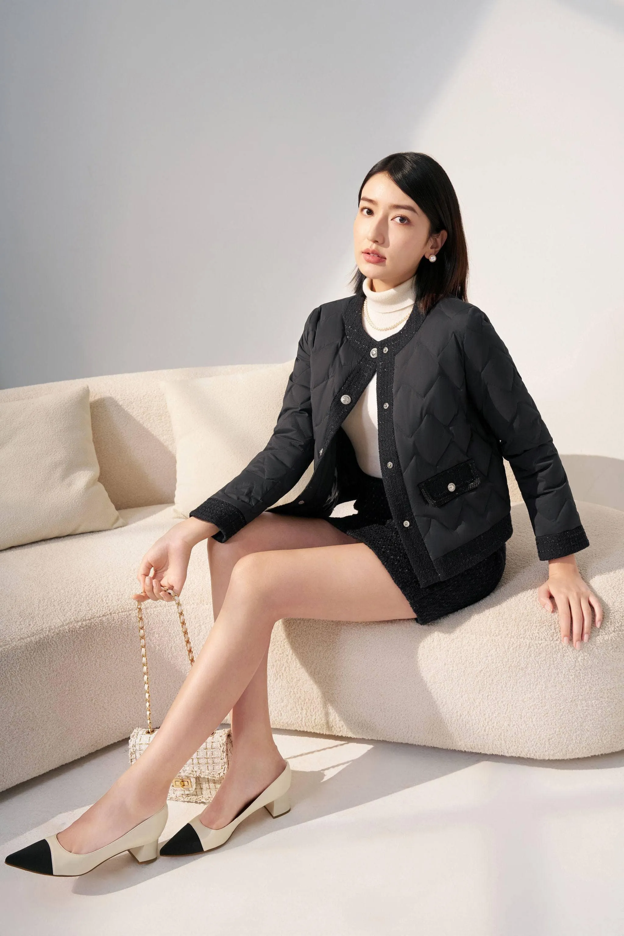 Women's Goose Down Houndstooth Jacket